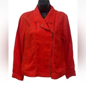 Cynthia Rowley Linen Shirt Top Red Size Small